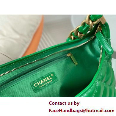 Chanel Shiny Lambskin  &  Gold-Tone Metal Hobo handBag Green AS4912 2025